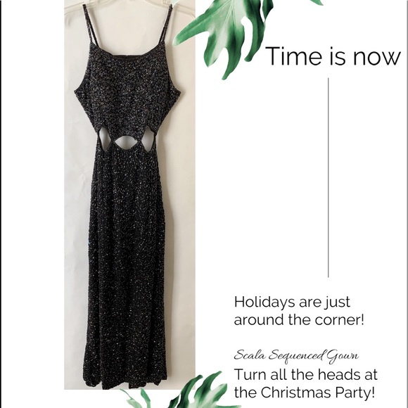 Scala Sequin Dress:Size Large, Split W/Back Out! Free Shipping! - Picture 1 of 9